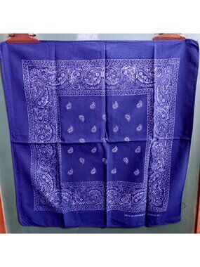 Vintage Blue Paisley Bandana 100% Cotton Square Design Made In Pakistan
